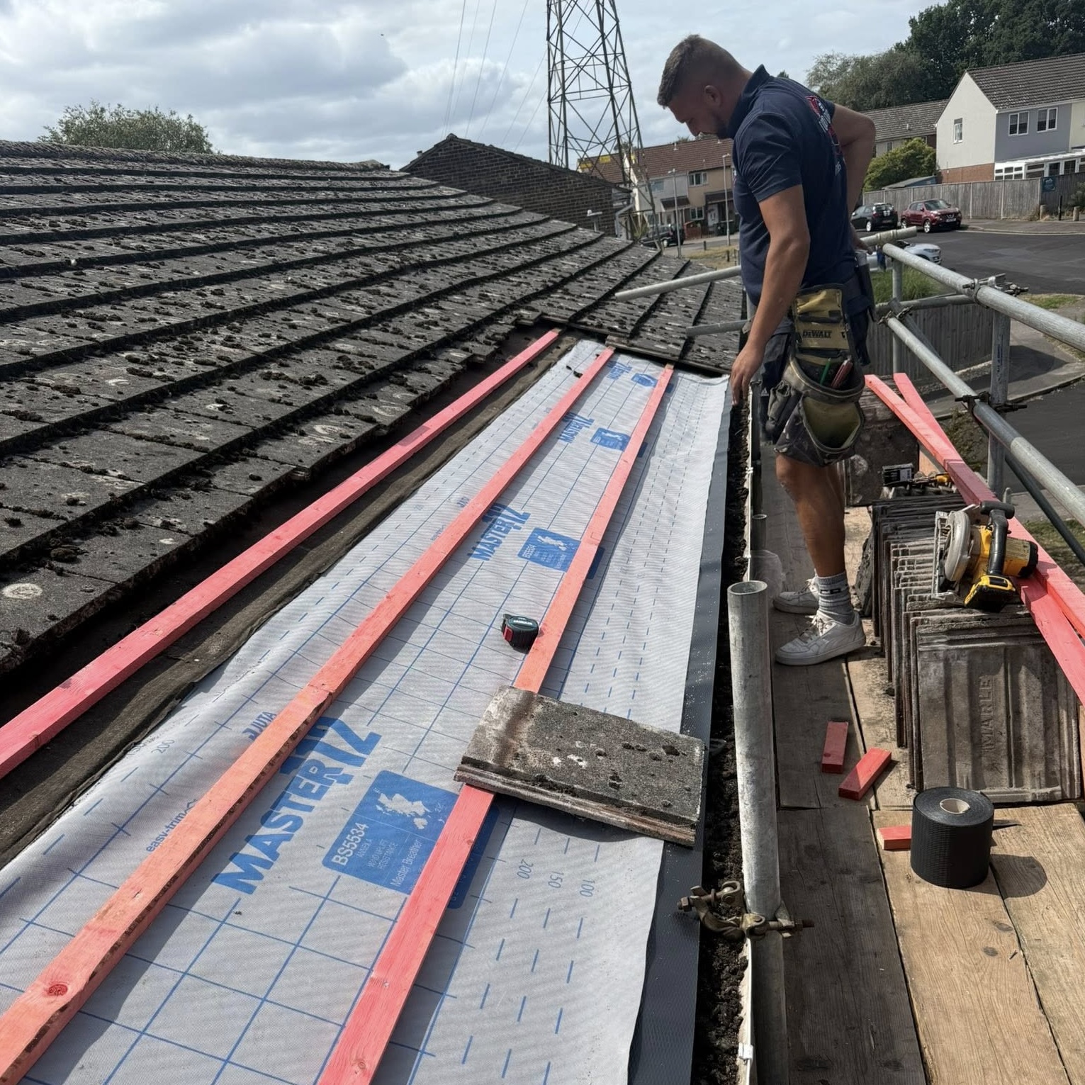 A new roof installation in progress